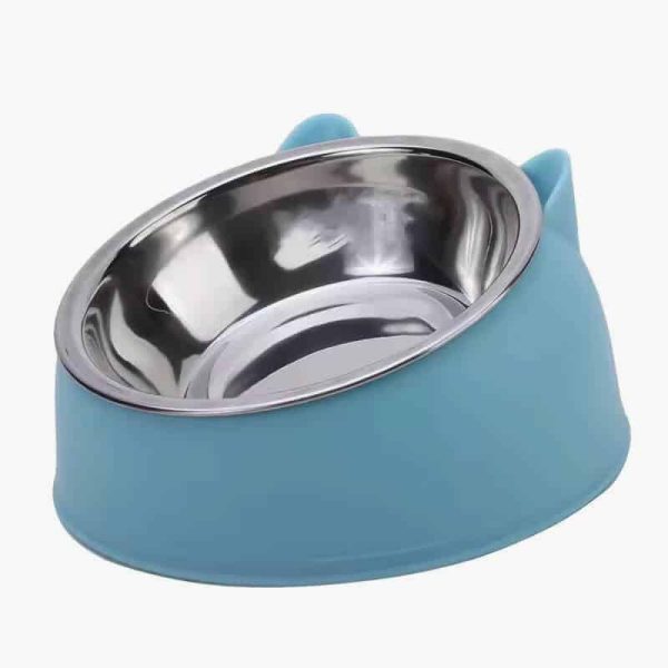1pc Cat Dog Rice Bowl Stainless Steel+PP Cat and Dog Recognizable Colors Protect Pet Neck Spine Slanted Mouth Pet Supplies - Image 3