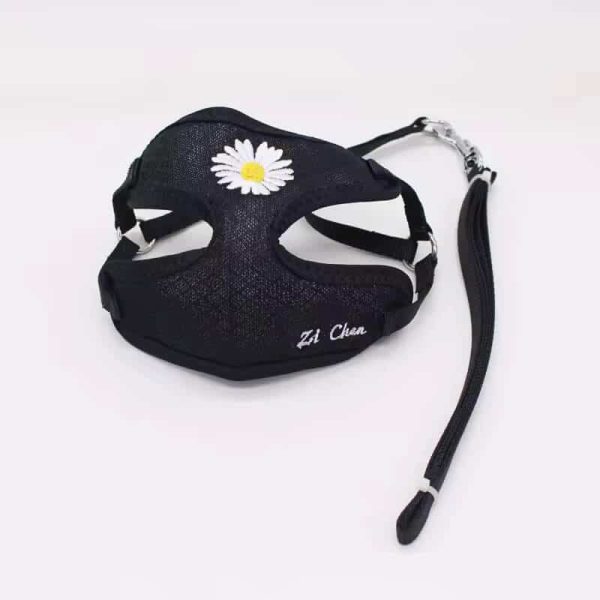 Korean Candy Color Embroidery Breathable Small Pet Dog Harness and Leash Set Soft Nylon Puppy Walking Vest for Chihuahua Yorkie